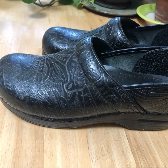 Dansko Black Embossed Sole Clogs - Picture 3 of 7